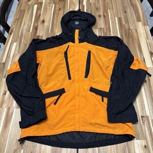 Mountain Hardwear Jacket Mens S Orange Black Lightweight Rain Full Zip Hooded